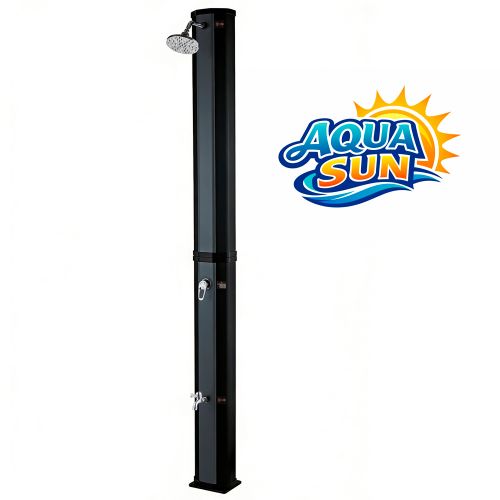 Solárna sprcha AquaSun záhradná 40 L čierna - šedý dekor