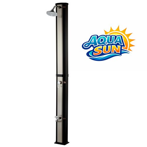 Solárna sprcha AquaSun záhradná 40 L čierna - brúsený nikel dekor